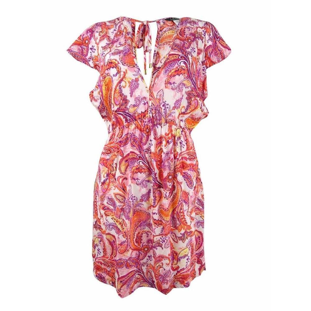 Lauren by Ralph Lauren Women's Fiesta Paisley Tunic Swim Top Cover-Up (XS Pink)